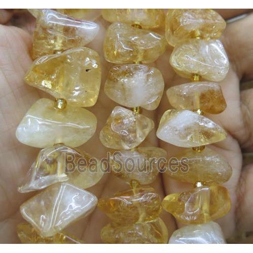 citrine chip bead, freeform, yellow