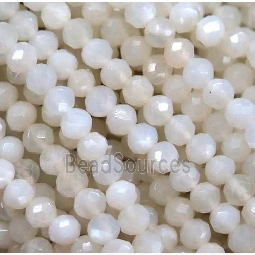 white Moonstone beads, faceted rondelle