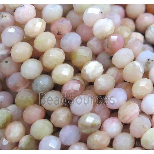 pink Opal Jasper bead, faceted rondelle