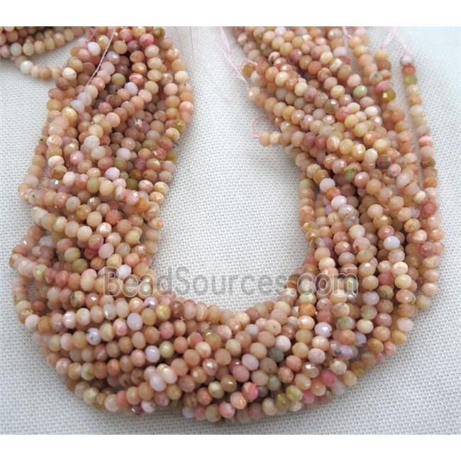 pink Opal Jasper bead, faceted rondelle