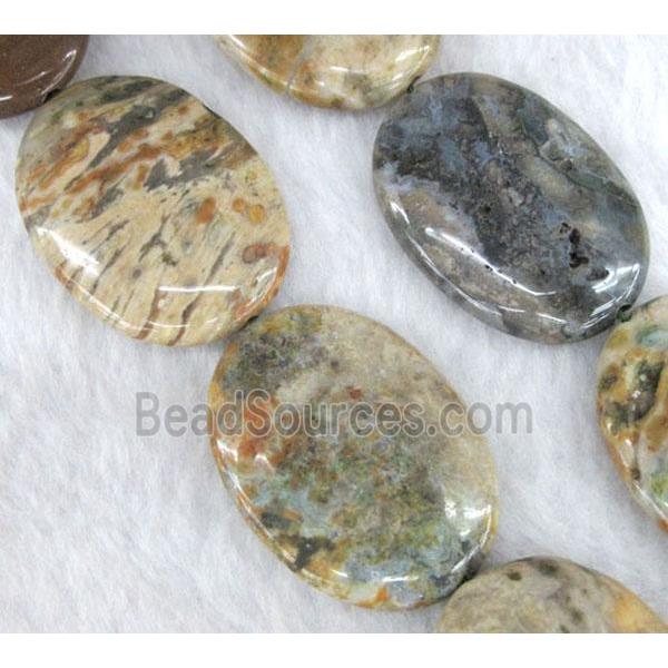 Ocean Agate beads, flat oval