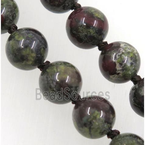 round Dragon Blood Jasper beads knot Necklace Chain