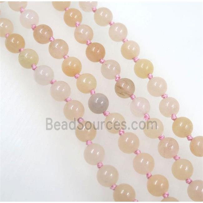 round Pink Aventurine beads knot Necklace Chain