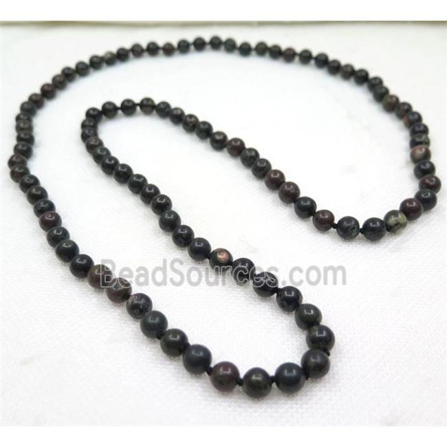 PlumBlossom Jasper Bead knot Necklace Chain, round