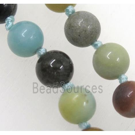 round Chinese Amazonite beads knot Necklace Chain