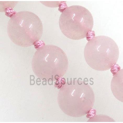 round Rose Quartz beads knot Necklace Chain