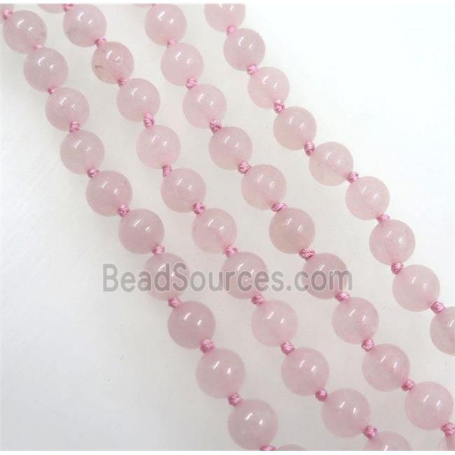 round Rose Quartz beads knot Necklace Chain