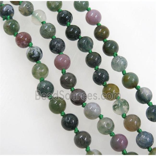 round Indian Agate beads knot Necklace Chain