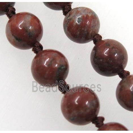 red sesame jasper beads knot Necklace Chain, round