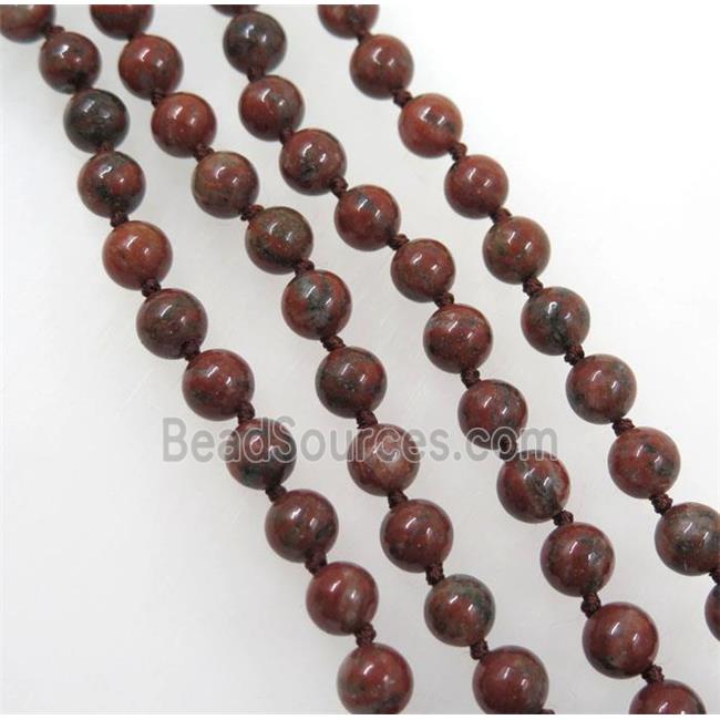 red sesame jasper beads knot Necklace Chain, round