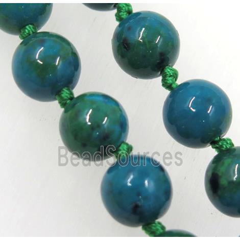 Azurite bead knot Necklace Chain, round, dye