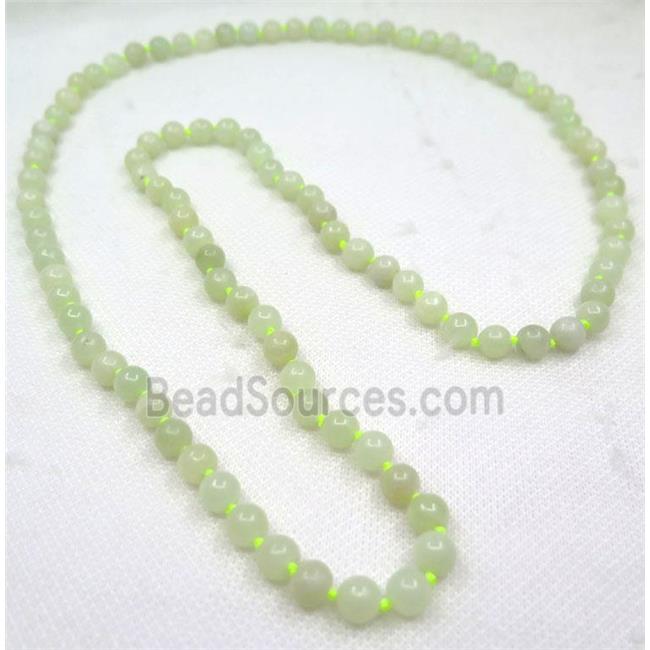 New Mountain Jade bead knot Necklace Chain, round