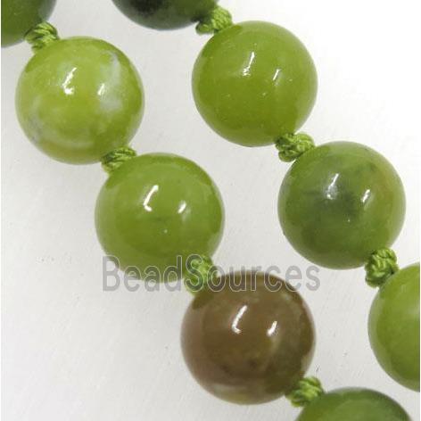 Korean Lemon Chrysoprase beads knot Necklace Chain, round