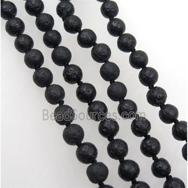 Lava stone beads knot Necklace Chain, round