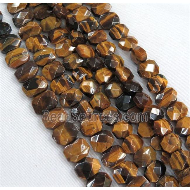 tiger eye stone bead, faceted oval, yellow