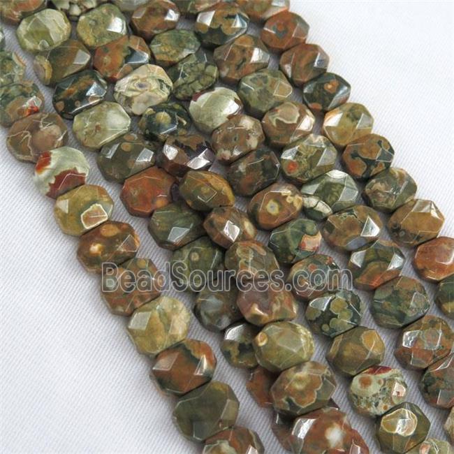 green Rhyolite beads, faceted oval