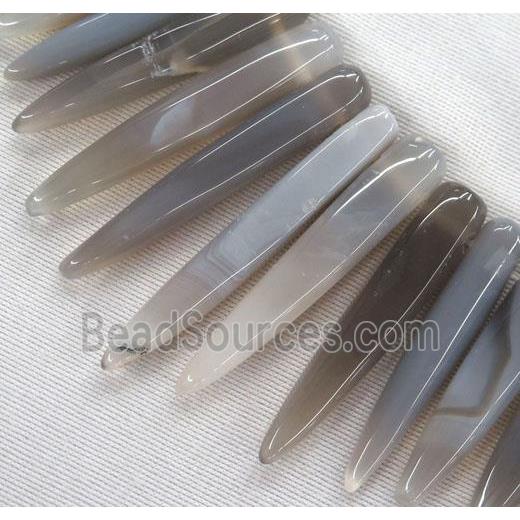 gray agate bullet collar beads, top drilled