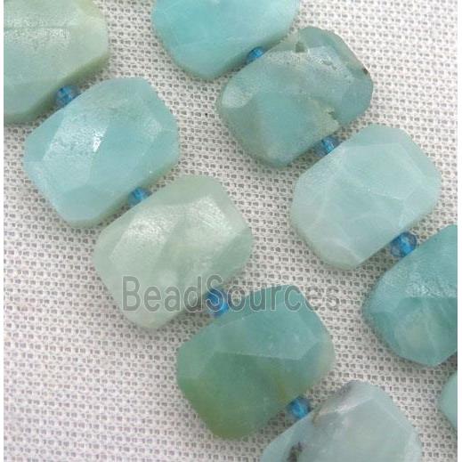 blue Amazonite beads, faceted rectangle