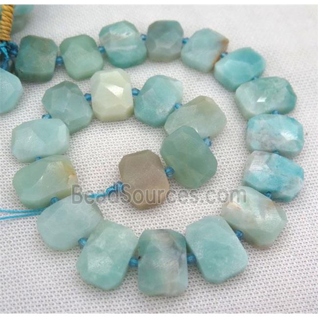 blue Amazonite beads, faceted rectangle