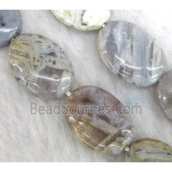 gray Bamboo Agate beads, oval