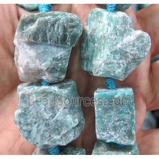 green Russian Amazonite nugget beads, freeform, rough