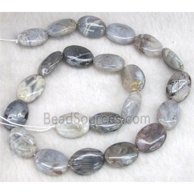 gray Bamboo Agate beads, oval