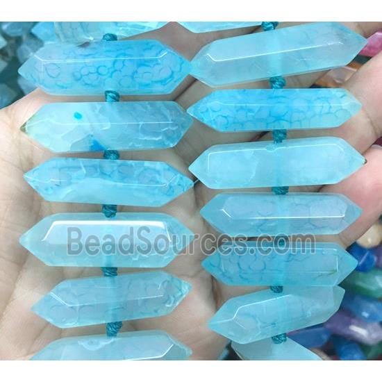 aqua agate bullet beads for necklace