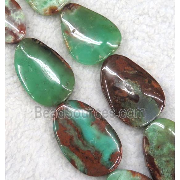 green Australian Chrysoprase slice beads, freeform