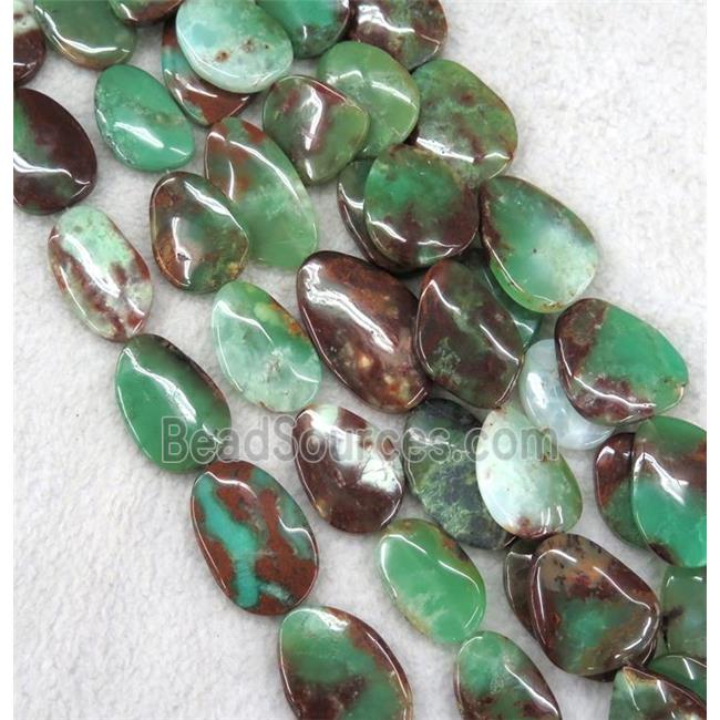 green Australian Chrysoprase slice beads, freeform