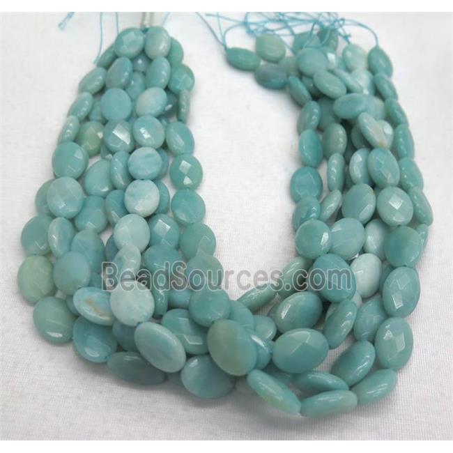 Amazonite bead, faceted oval, A-grade