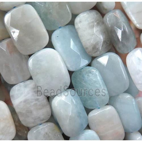 Aquamarine bead, faceted rectangle