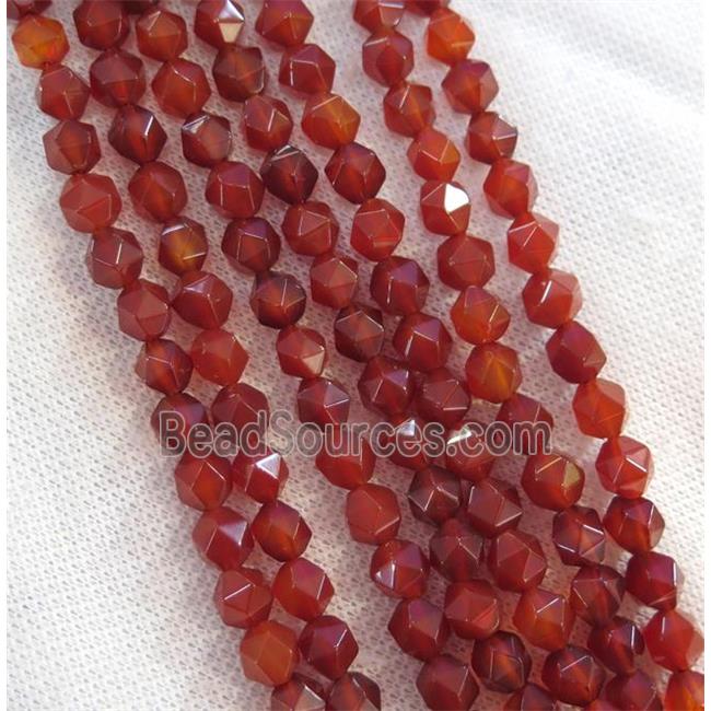 red agate beads ball, faceted round