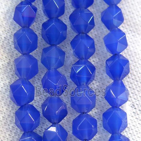 blue agate beads ball, faceted round