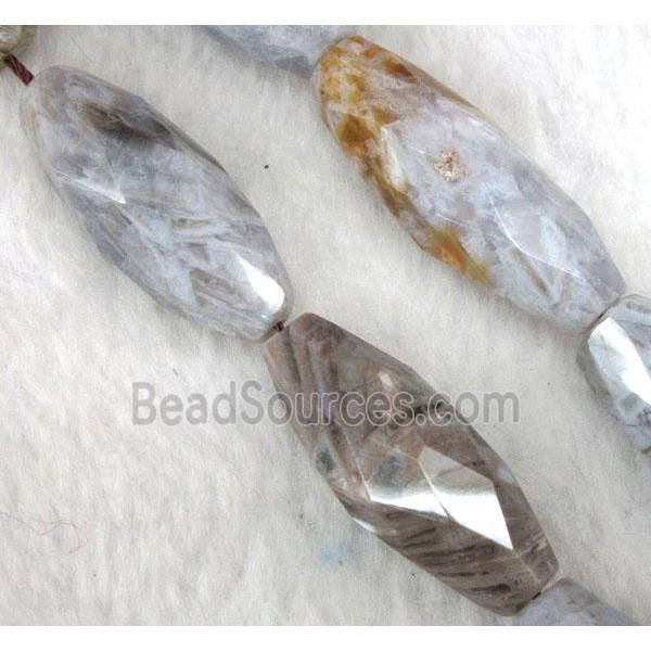 gray Bamboo Agate beads, faceted rice