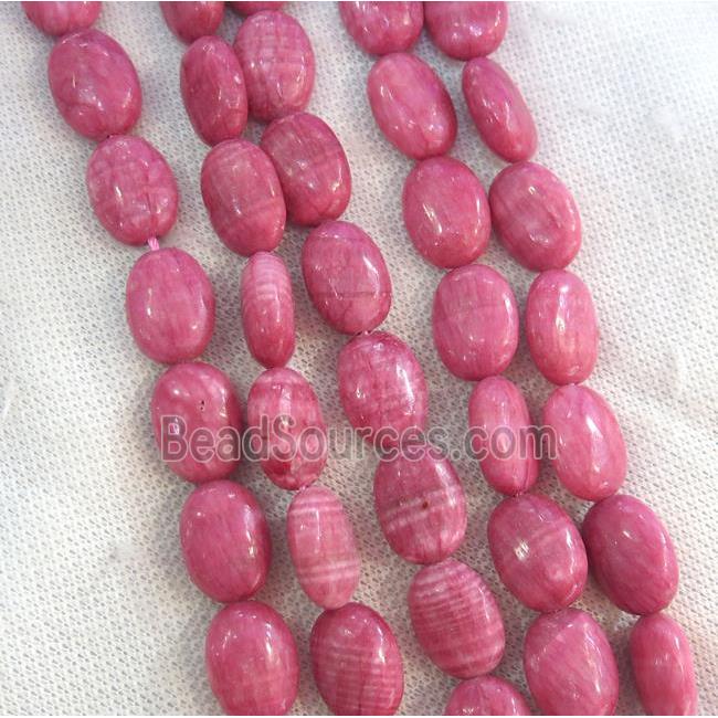 Chinese Rhodonite oval beads, dye pink