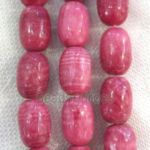 Chinese Rhodonite barrel beads, dye pink