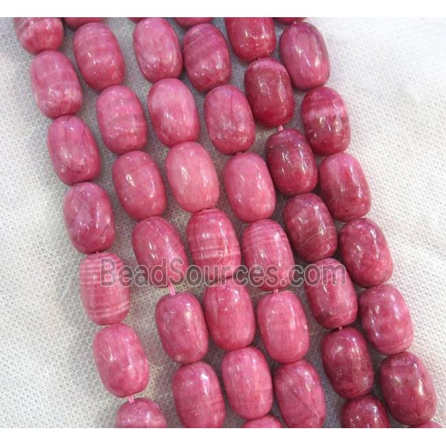 Chinese Rhodonite barrel beads, dye pink