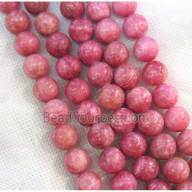 Chinese Rhodochrosite Beads Pink Dye Smooth Round