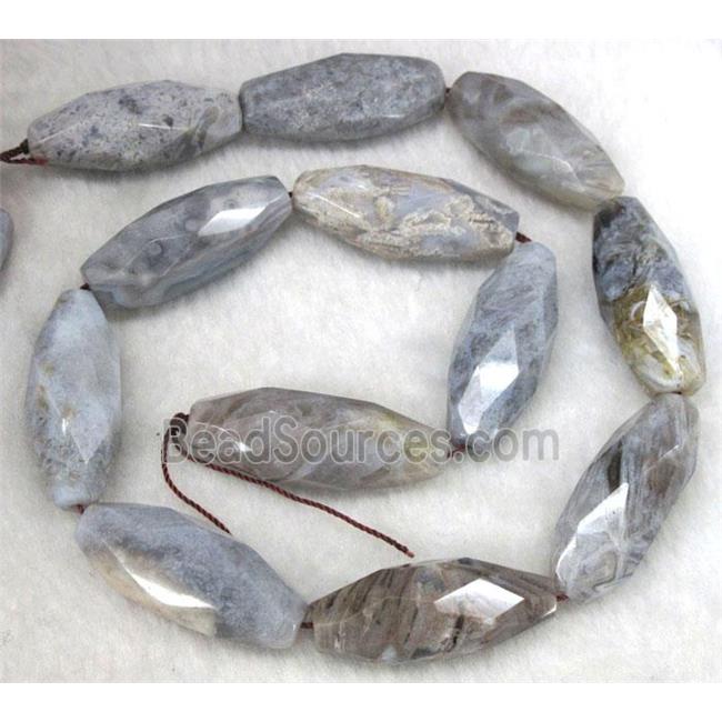 gray Bamboo Agate beads, faceted rice