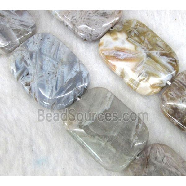 gray Bamboo Agate beads, rectangle