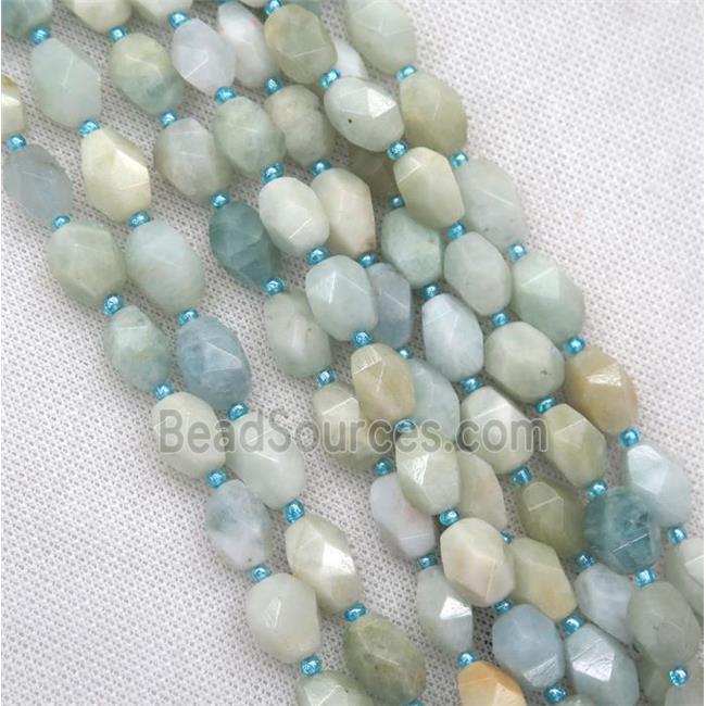 Aquamarine nugget beads, faceted freeform, AB-grade