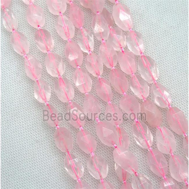 Rose Quartz nugget beads, faceted freeform, pink