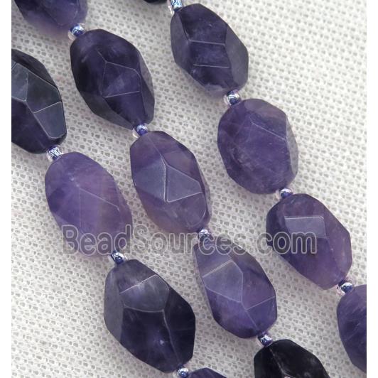 Amethyst nugget beads, faceted freeform, purple