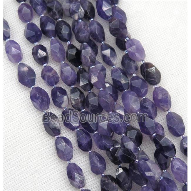 Amethyst nugget beads, faceted freeform, purple