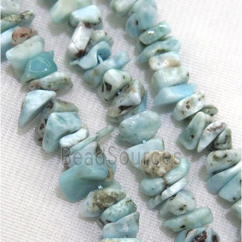 blue Larimar chip beads, freeform