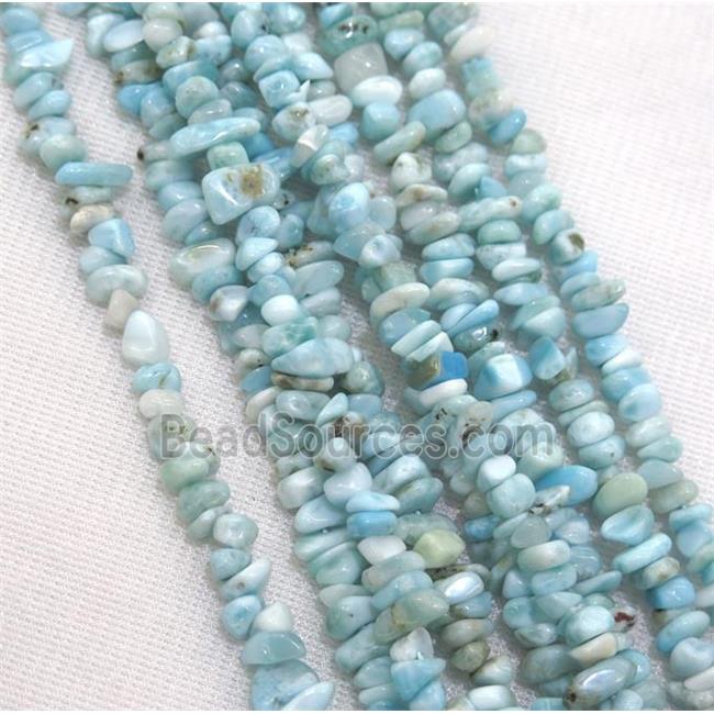 blue Larimar chip beads, freeform