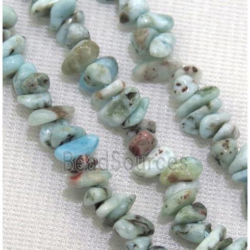 blue Larimar chip beads, freeform, B-grade