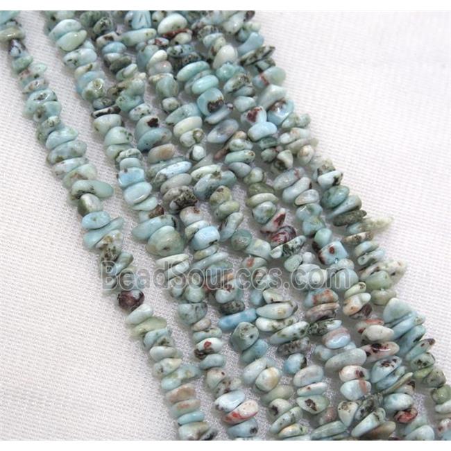 blue Larimar chip beads, freeform, B-grade