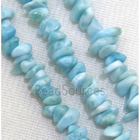 blue Larimar chip beads, freeform, AA-grade