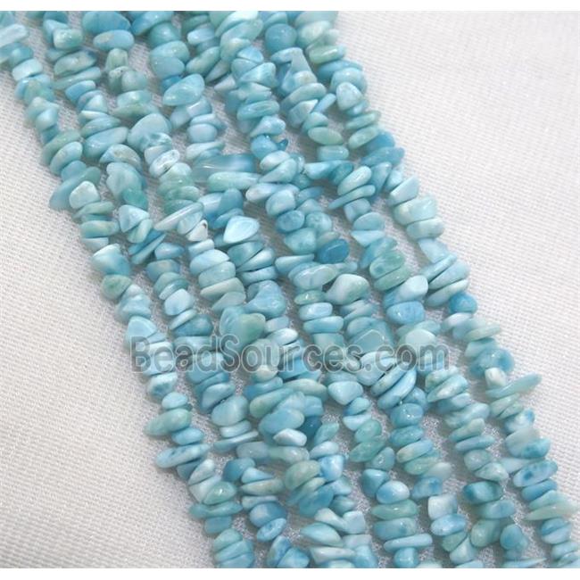 blue Larimar chip beads, freeform, AA-grade